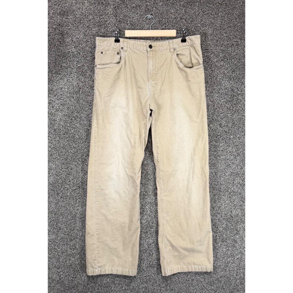 Prana Corduroy‎ Pants Mens 36*/33 Beige 5-Pocket Relaxed Loose Wide Fade Skater